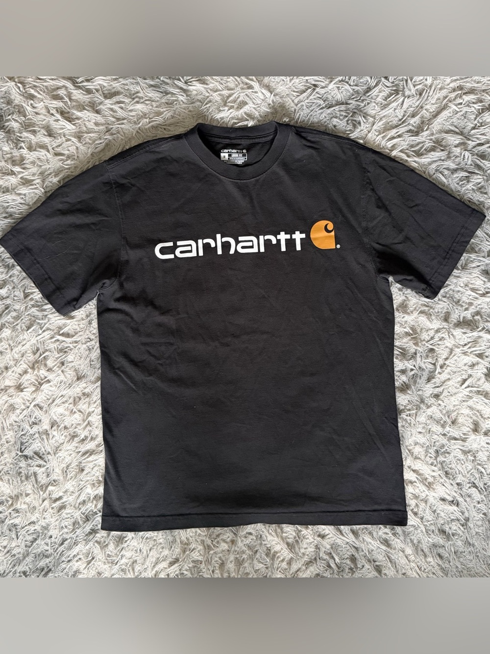Carhartt Black Short Sleeve Tee with Orange Logo
